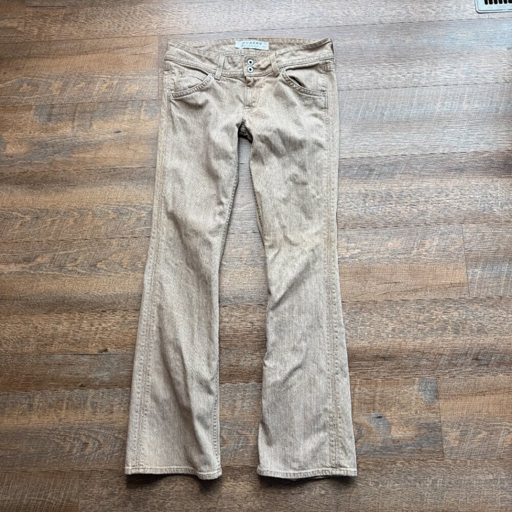 Women's Denim Flap Pocket Tan Flare Sz 31 Jeans Made in USA